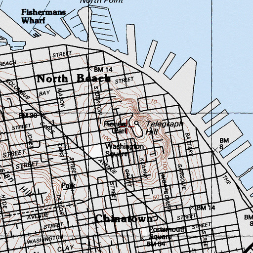 Topographic Map of Telegraph Hill, CA
