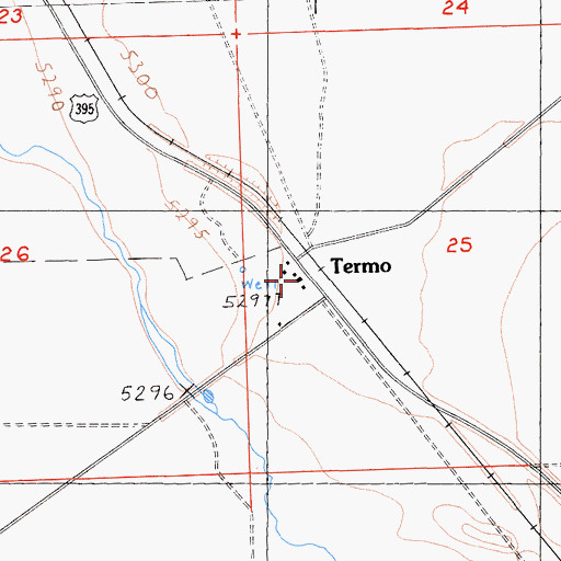 Topographic Map of Termo, CA