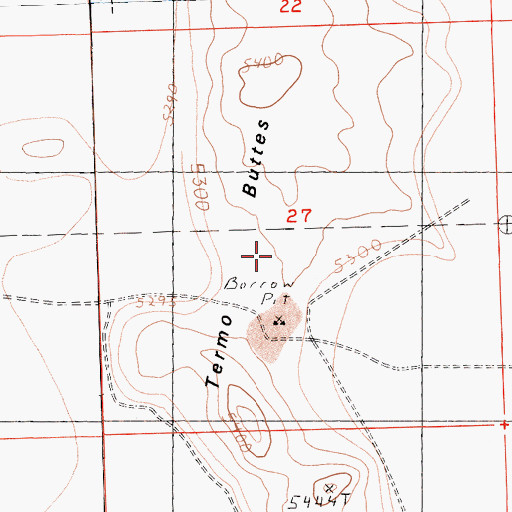 Topographic Map of Termo Buttes, CA
