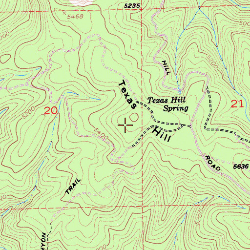 Topographic Map of Texas Hill, CA
