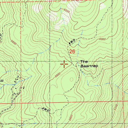 Topographic Map of The Beartrap, CA