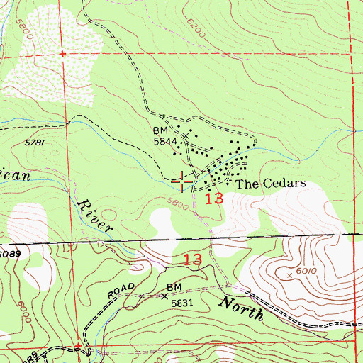 Topographic Map of The Cedars, CA