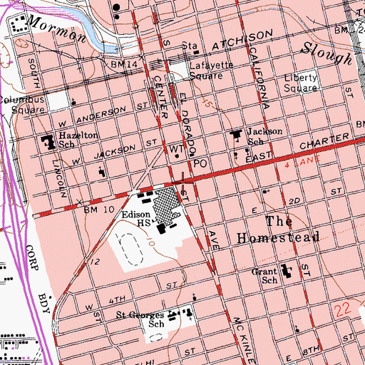 Topographic Map of The Homestead, CA