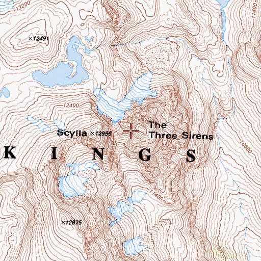 Topographic Map of The Three Sirens, CA