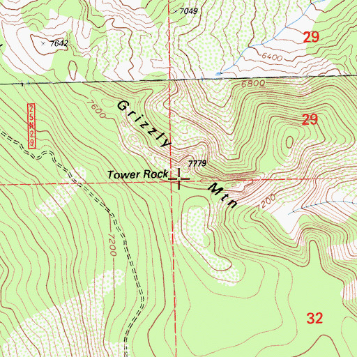 Topographic Map of Tower Rock, CA