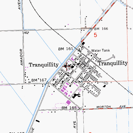 Topographic Map of Tranquillity, CA