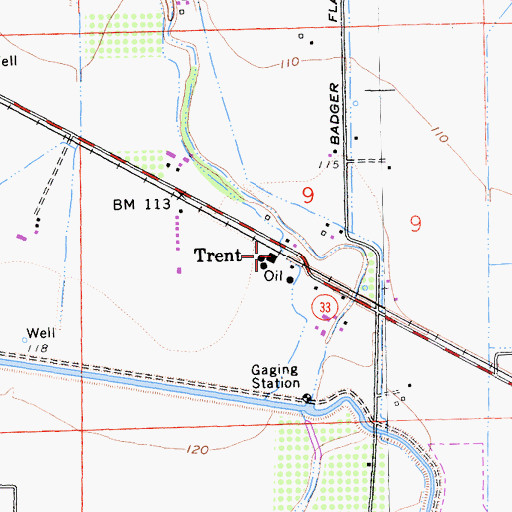 Topographic Map of Trent, CA