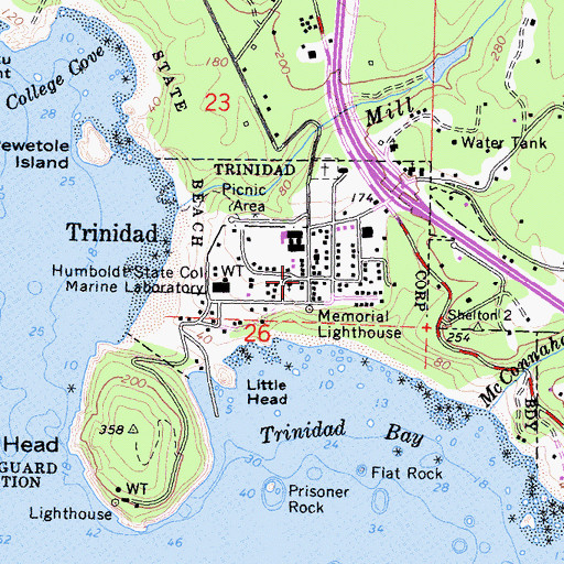 Topographic Map of Trinidad, CA