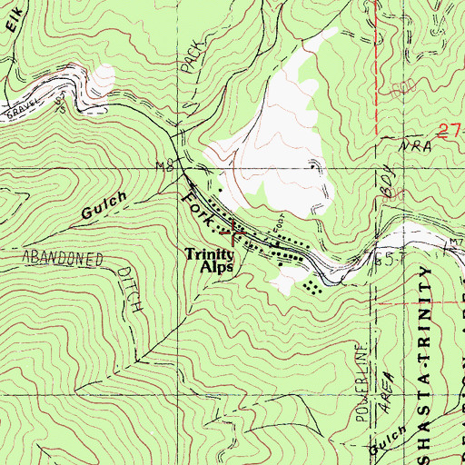 Topographic Map of Trinity Alps, CA