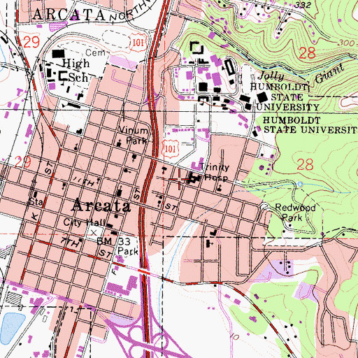 Topographic Map of Trinity Hospital, CA