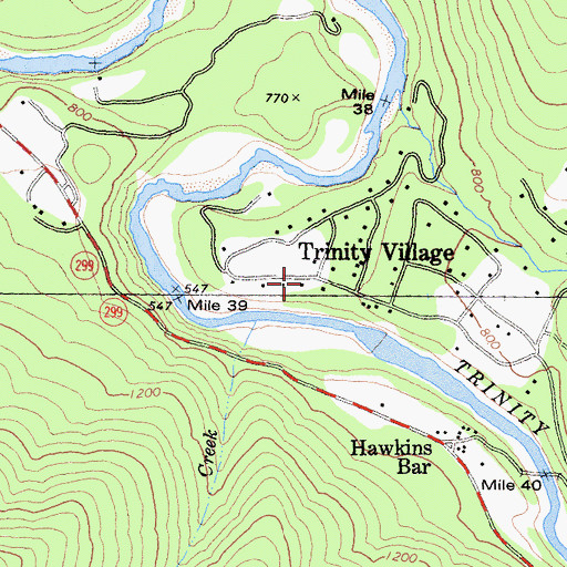 Topographic Map of Trinity Village, CA
