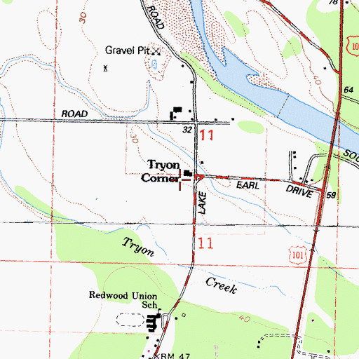 Topographic Map of Tryon Corner, CA