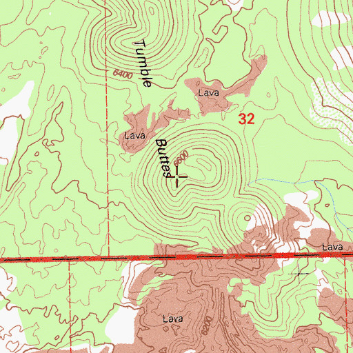 Topographic Map of Tumble Buttes, CA