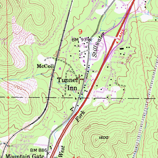 Topographic Map of Tunnel Inn, CA