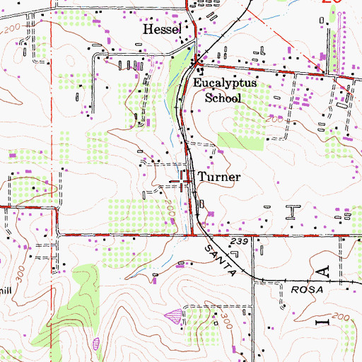 Topographic Map of Turner, CA