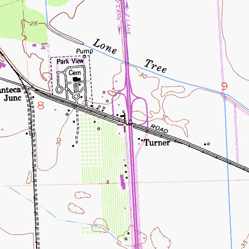 Topographic Map of Turner, CA