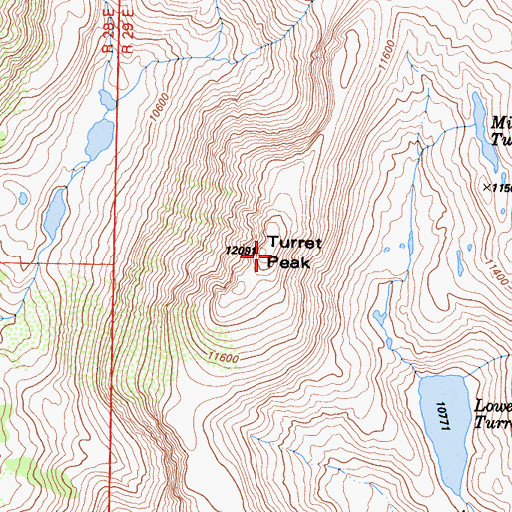 Topographic Map of Turret Peak, CA