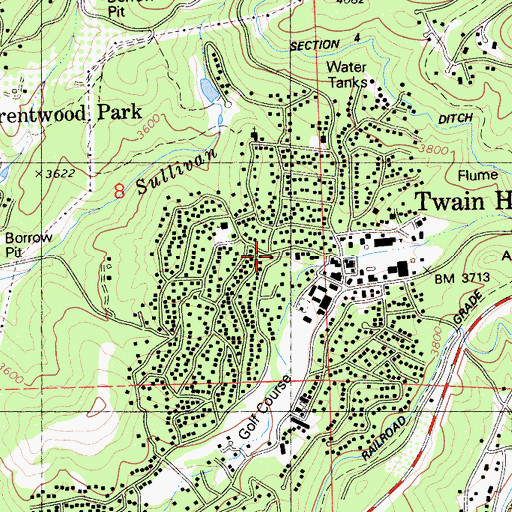 Topographic Map of Twain Harte, CA