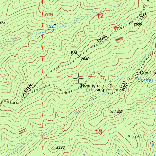 Topographic Map of Twentymile Crossing, CA