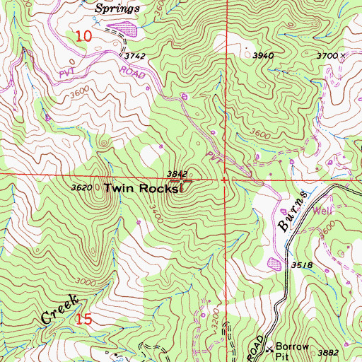 Topographic Map of Twin Rocks, CA