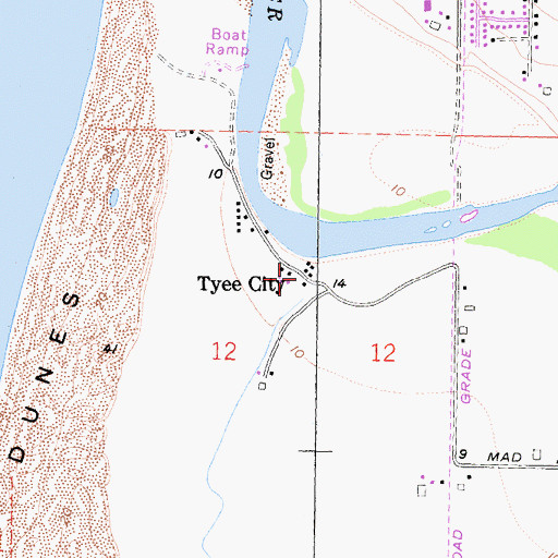 Topographic Map of Tyee City, CA