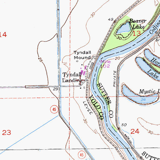 Topographic Map of Tyndall Landing, CA