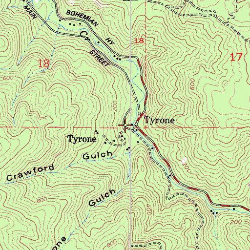 Topographic Map of Tyrone, CA