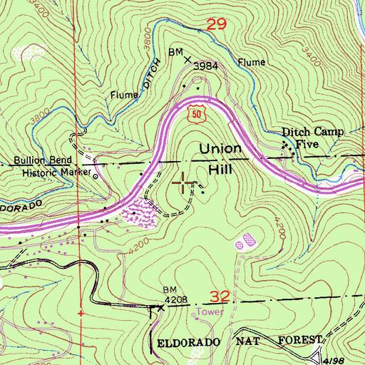 Topographic Map of Union Hill, CA