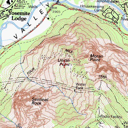 Topographic Map of Union Point, CA