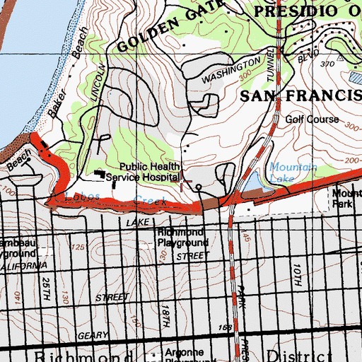 Topographic Map of United States Marine Hospital (historical), CA