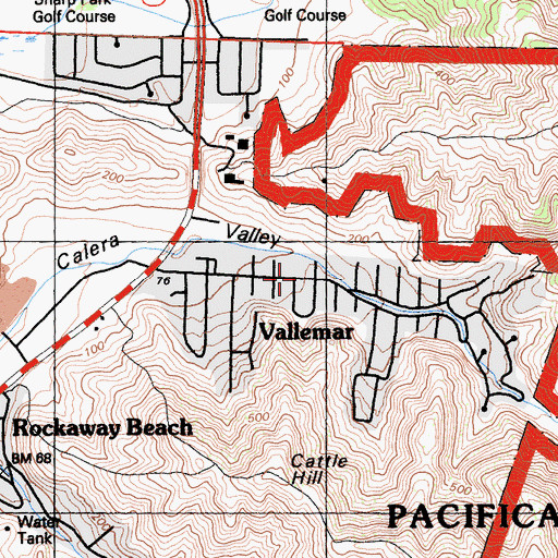 Topographic Map of Vallemar, CA