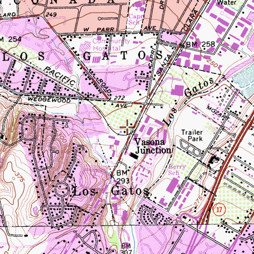 Topographic Map of Vasona Junction, CA
