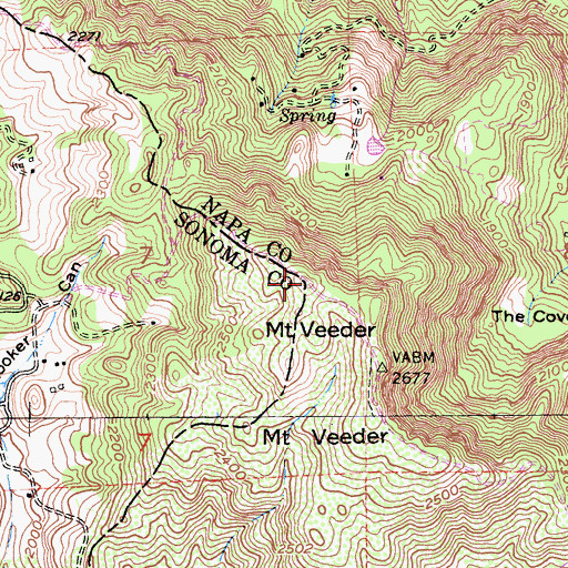 Topographic Map of Mount Veeder, CA