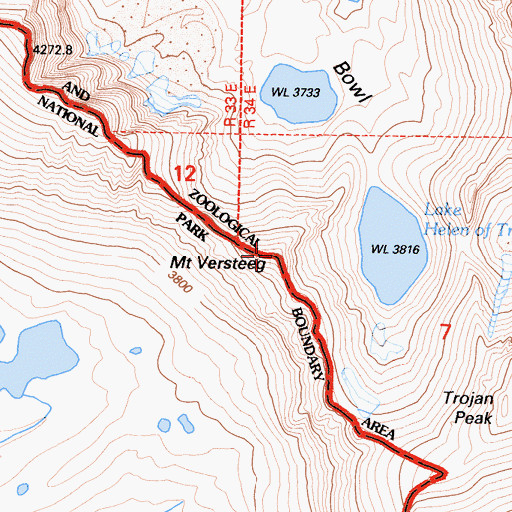 Topographic Map of Mount Versteeg, CA