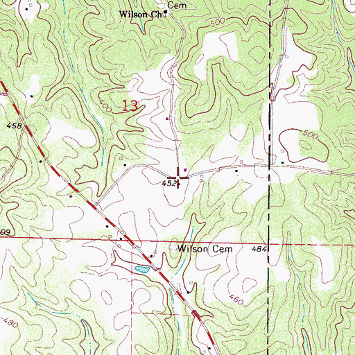 Topographic Map of Asbury Post Office (historical), AL