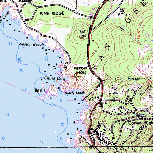 Topographic Map of Vierras Knoll, CA