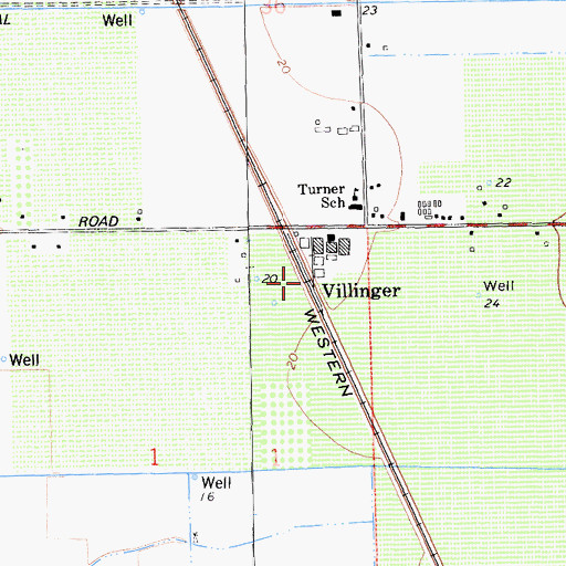 Topographic Map of Villinger, CA