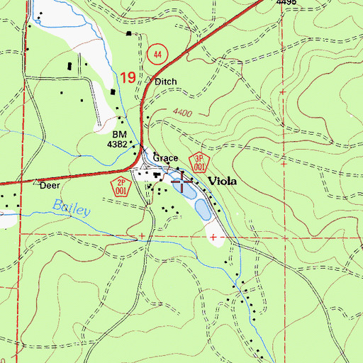 Topographic Map of Viola, CA