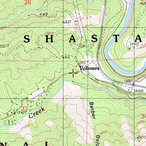 Topographic Map of Vollmers, CA