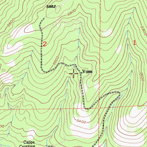 Topographic Map of Voss, CA