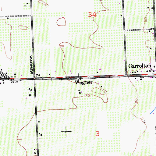 Topographic Map of Wagner, CA