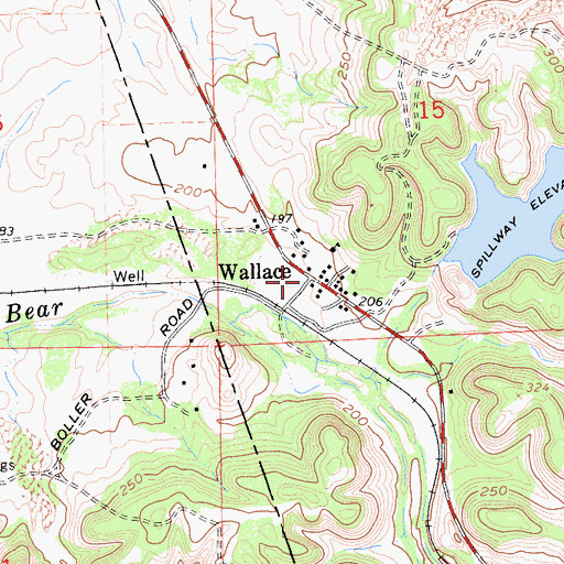 Topographic Map of Wallace, CA