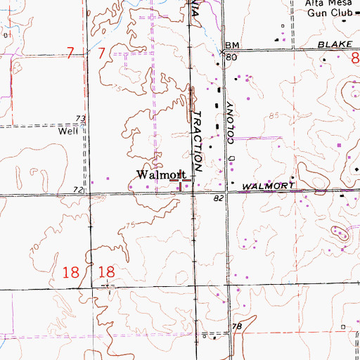 Topographic Map of Walmort, CA