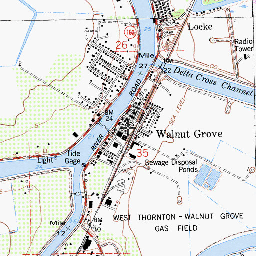 Topographic Map of Walnut Grove, CA