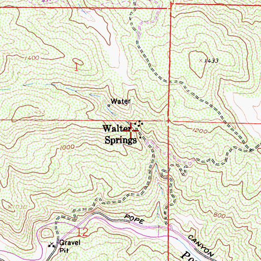 Topographic Map of Walter Springs, CA