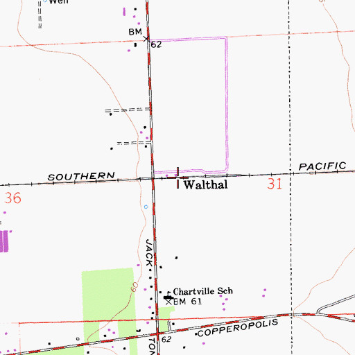 Topographic Map of Walthal, CA