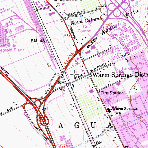 Topographic Map of Warm Springs District, CA