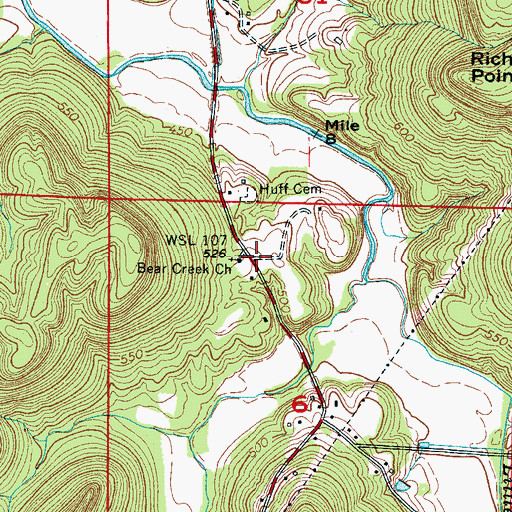 Topographic Map of Bear Creek, AL