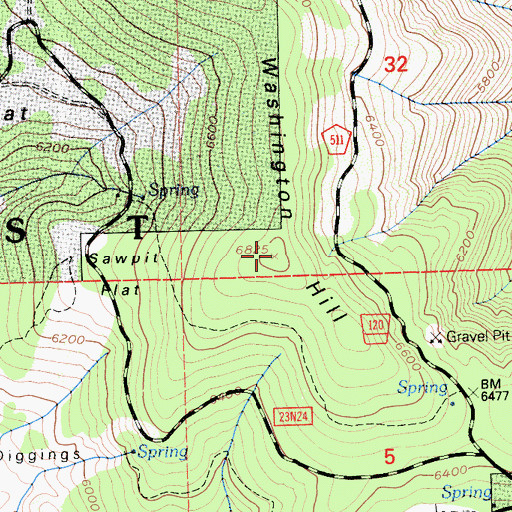 Topographic Map of Washington Hill, CA