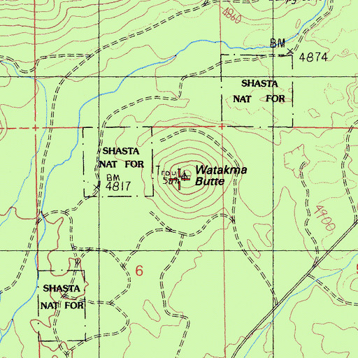 Topographic Map of Watakma Butte, CA